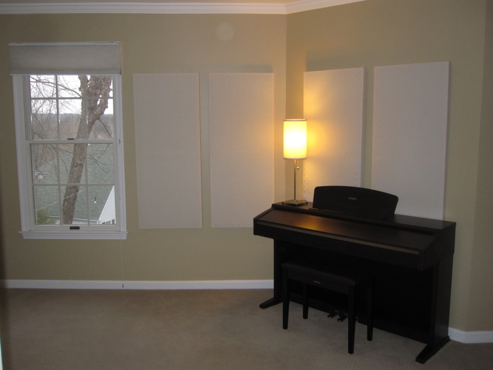 View of the piano nook with soundproofing